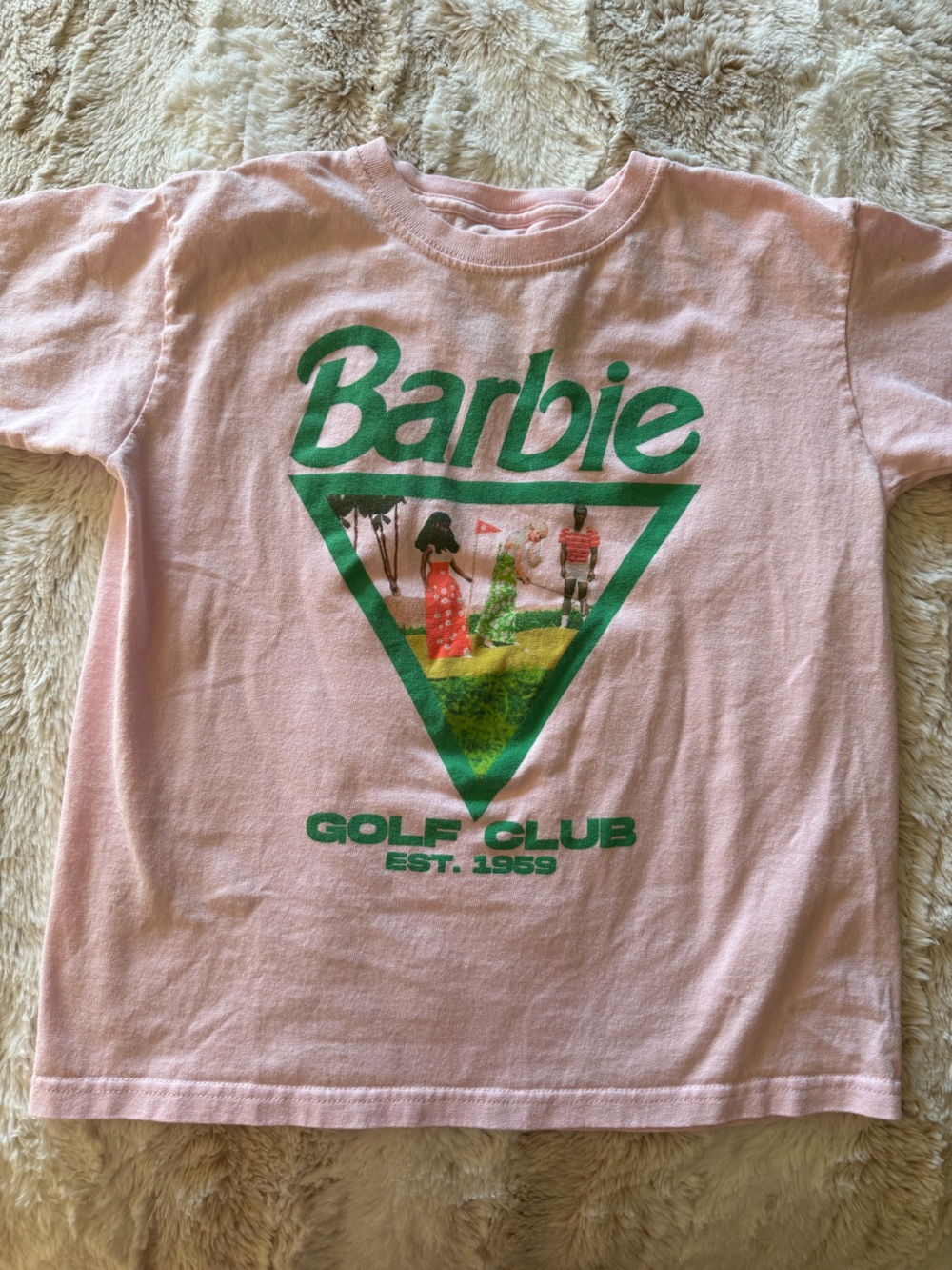 Barbie Pink Tee with Green Golf Club Graphic